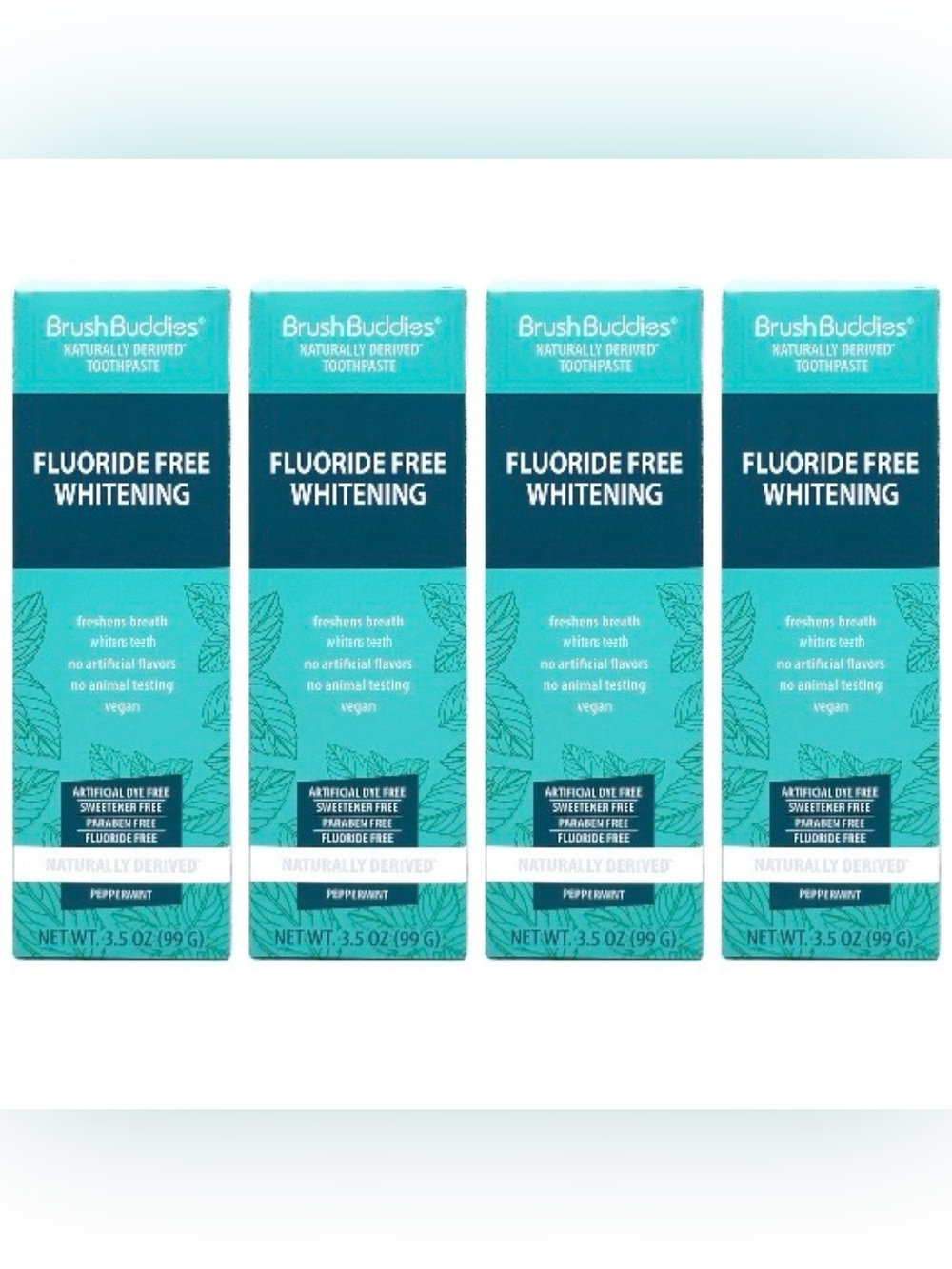 4 Brush Buddies Fluoride Free Whitening Toothpaste Peppermint 3.5 Oz. Exp. 4/27